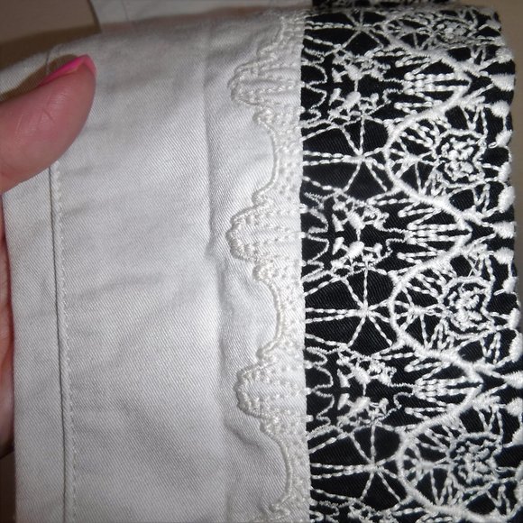 Rag & Bone Split Skinny Off White Black Lace Embroidered Jeans sz 25 W1534O026 - Picture 6 of 14